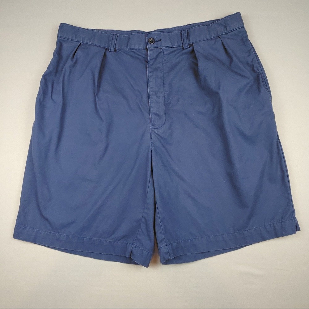 Vintage Polo Ralph Lauren Tyler Shorts Mens 36 Blue Pleated Chino 100% Cotton